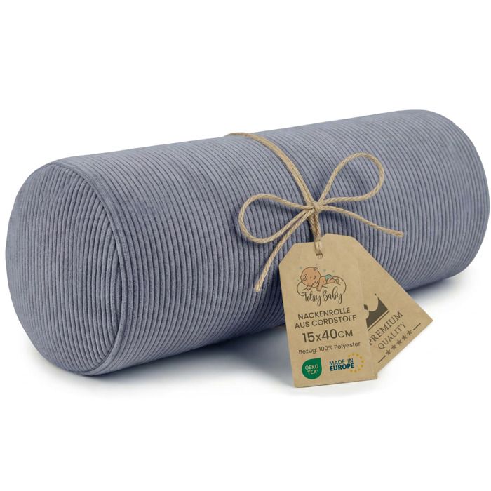Coussin traversin genoux et cervical pour dormir 40x15 cm - Oreiller cervicales et corps mousse et housse jean Velours côtelé