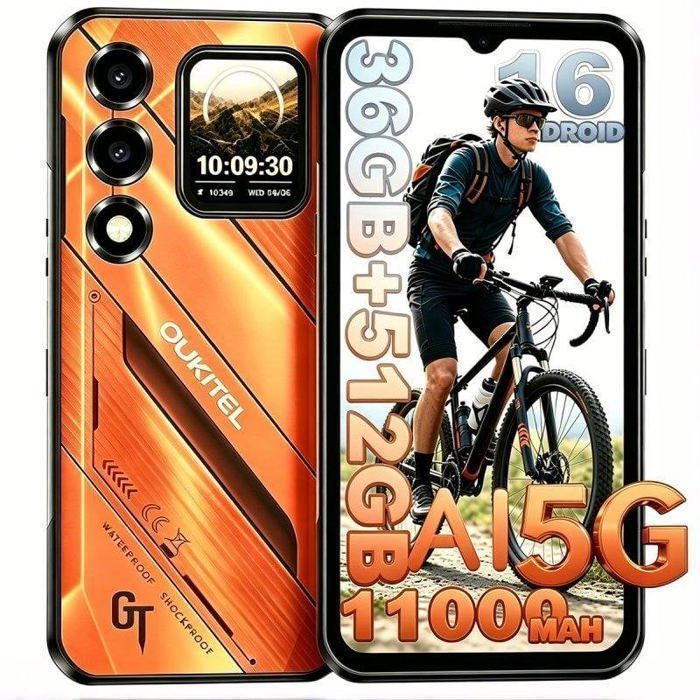 5G Smartphone Incassable OUKITEL WP66 36GB+512GB 11000mAh/33W 66 FHD+ 108MP Téléphone Portable Android 16 Double SIM/NFC Orange