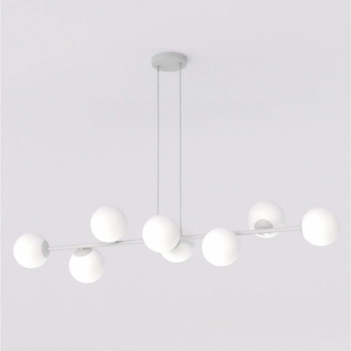 Lampe à suspension Magnus en acier gris et verre opalin - Réf. VK8681847475736