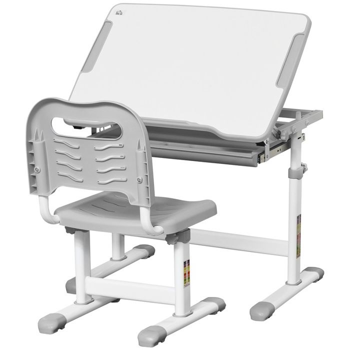 Bureau enfant réglable chaise gris