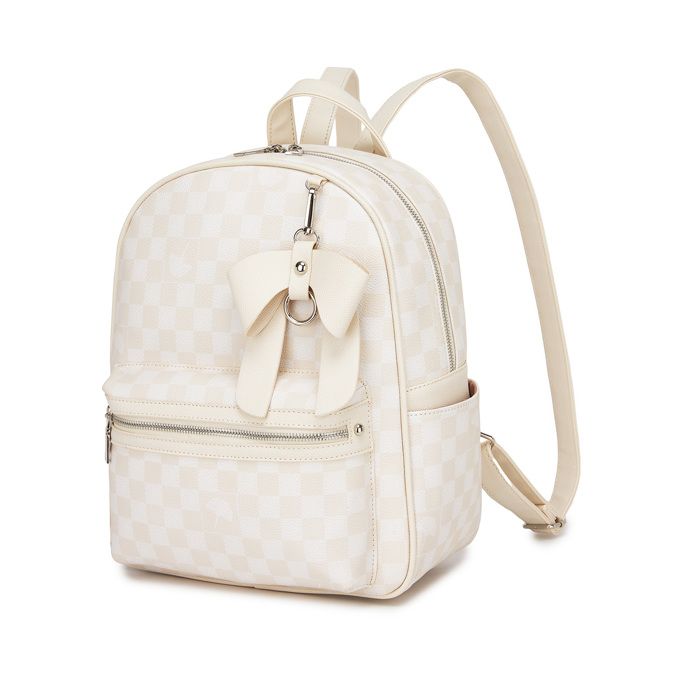 Sac à dos - MISS LULU - Damier avec Noeud - Déperlant - Compatible tablette 9 7 - 28 x 12 x 33 cm