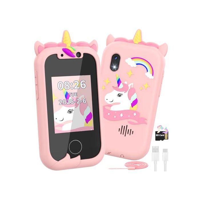 Telephone jouet enfant - GENERIQUE - Smartphone Licorne - Écran tactile 2 4 - Appareil photo 8MP/1080P - 13 jeux éducatifs