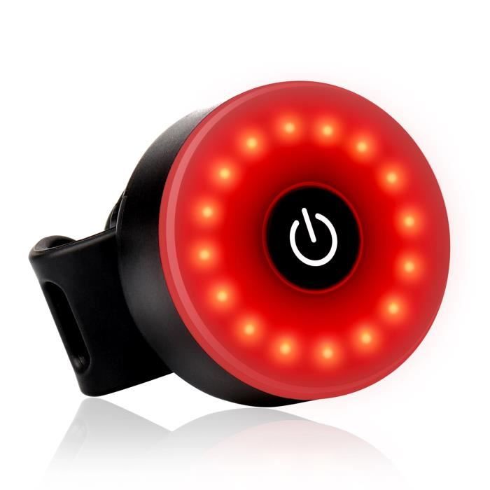 Lampe Vélo LED Puissante Rechargeable Rouge Clignotante USB pour arrière LEC500 – Pour VTT Trottinette Electrique Sacs (noir)