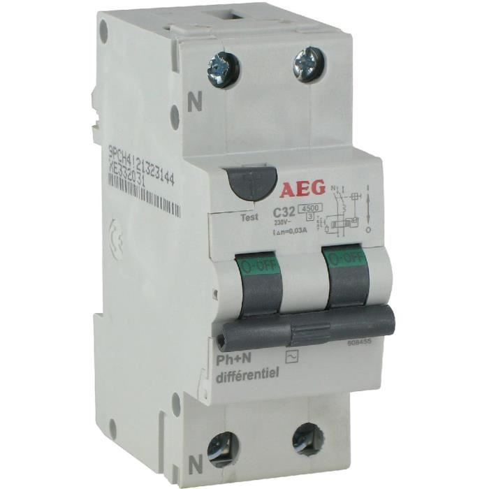 AEG AUN608452 Disjoncteur Différentiel 16 A 30 mA Type AC 