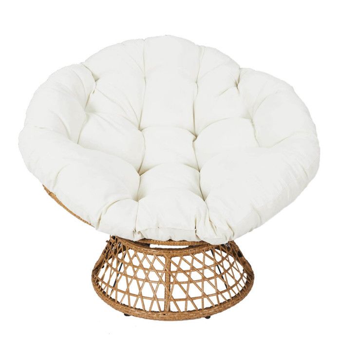 MERIDA - Fauteuil Pivotant Blanc avec Assise Capitonnée