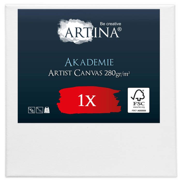 Artina Lot 20 Toiles Châssis 30x30 Cm - Coton 280g/m² Apprêté Blanc, Bois FSC, Toiles à Peindre Stables Pour Acrylique Huile Débutants & Pros