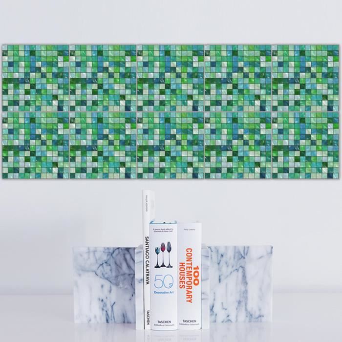 Autocollant Carrelage Mosaique Autocollant Cuisine Taille Sticker Mural Decor Vert Achat Vente Papier Peint 1 Lot De 20 Pieces Cdiscount