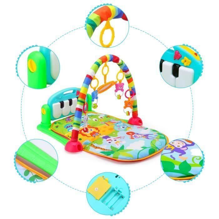 Tapis D'éveil 2 En 1 Avec Piano Jouet Et Cadre De Marche - Bébé 0 à 12 Mois - Bleu