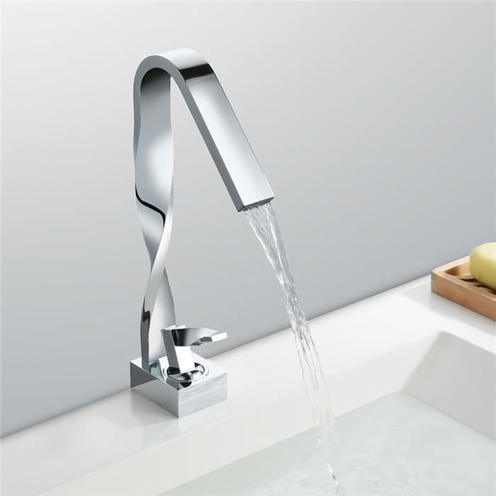 Homelody Mitigeur de Lavabo Monotrou Robinet Salle de Bain pour Vasque /à Poser Robinetterie Salle de Bain Monocommande en Chrom/é