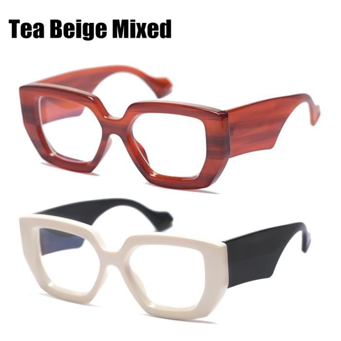 Dioptrie +2,75 Thé beige mélangé De Lecture Carrées