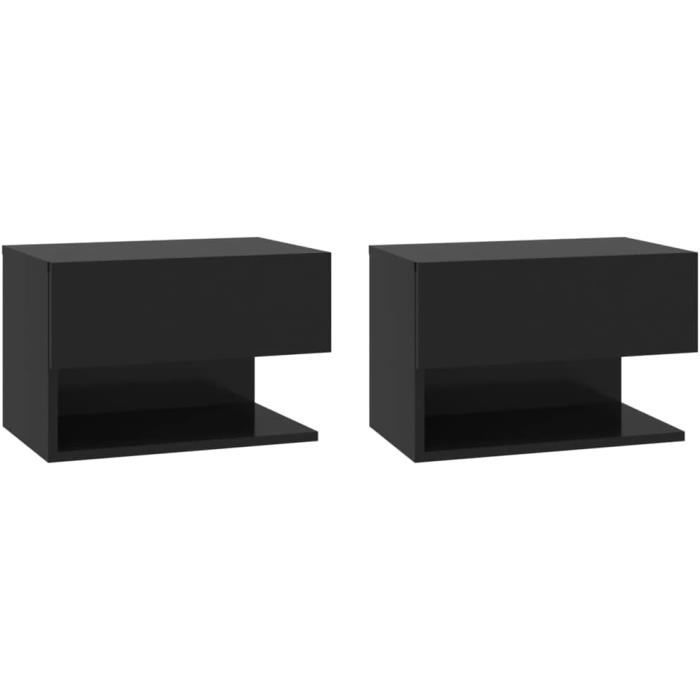 Table De Chevet Murale à 2 Niveaux Avec Bande LED RGB - étagère Suspendue Pour Chambre, Salon, Cuisine - Cadre Métal, Panneau MDF