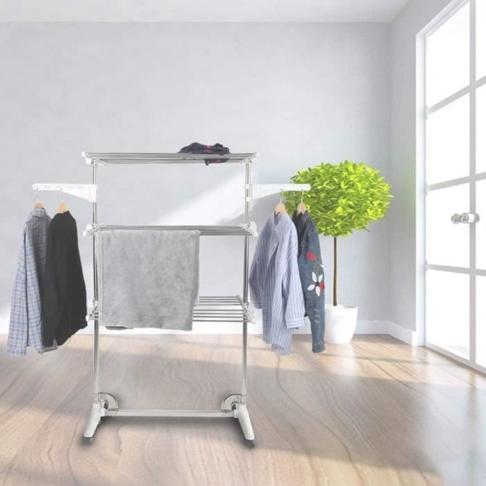Grand étendoir à linge : grande capacité gris et blanc - SUPRA | ID Market