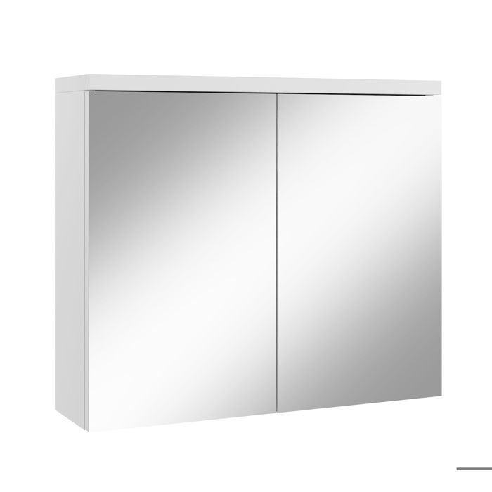 Meuble à miroir - Toledo - Blanc - Armoire de rangement - LED