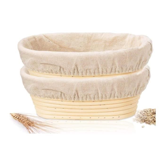 2 Bannetons Ovales En Rotin 25cm + Lin - Pour Pain Artisanal, Boulangerie Maison | Naturel