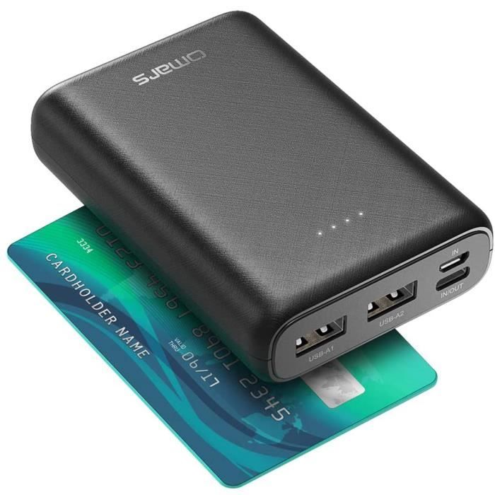 Omars Batterie Externe de Petite Taille et légère USB C et 2 Ports USB