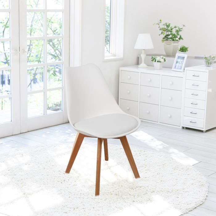 Lot de 4 chaises scandinave blanches - MARQUE - Modèle - Confortable - Design intemporel - Tendance et vintage
