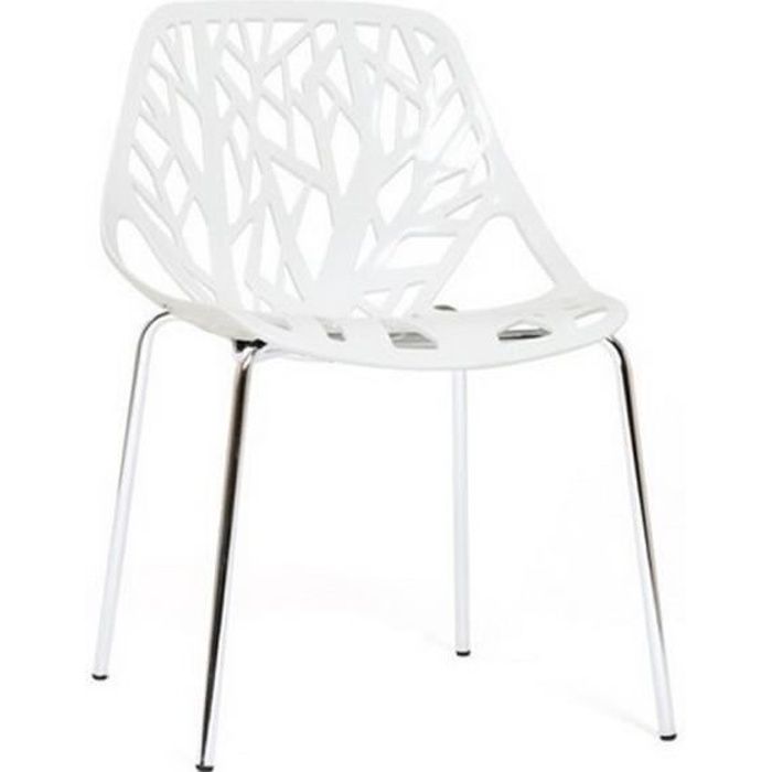 Chaise Design Blanche Lily Designetsamaison Achat Vente Chaise Cdiscount