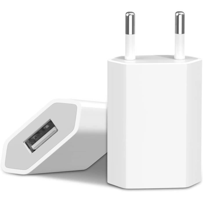 2 Pack Prise USB Secteur Embout Chargeur pour iPhone 6, 7, 8, 10, 11, SE,  XR, XS, Plus, Pro, Mini Double Bloque Charger Teleph[22] - Cdiscount  Téléphonie