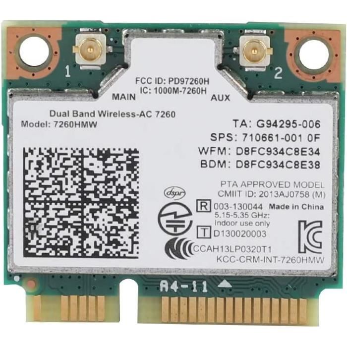Carte Réseau WiFi ASHATA 8265HMW Double Bande 2.4G/5G - Mini PCI-E 802.11ac Bluetooth 4.2 MU-MIMO Pour ASUS Acer Dell Toshiba