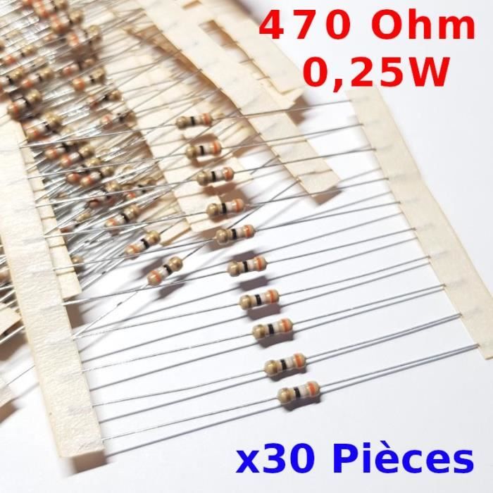 Résistance Métal traversante vs-elec x10 Pcs 470 Ohm ± 1% 470R 1W 