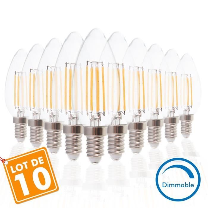 Lot de 10 Ampoules E14 4W COG Dimmable Blanc Chaud (Blanc chaud 2700K