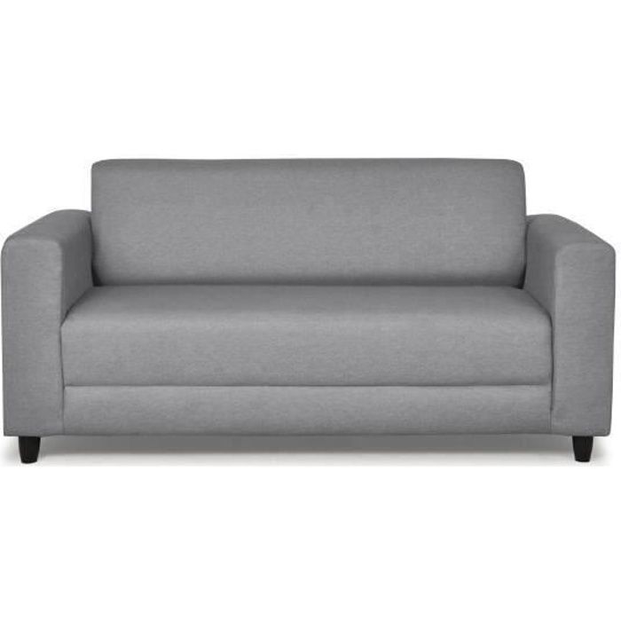 anaelle canape droit 2 places convertible deplimousse en tissu couleur gris clair cdiscount maison