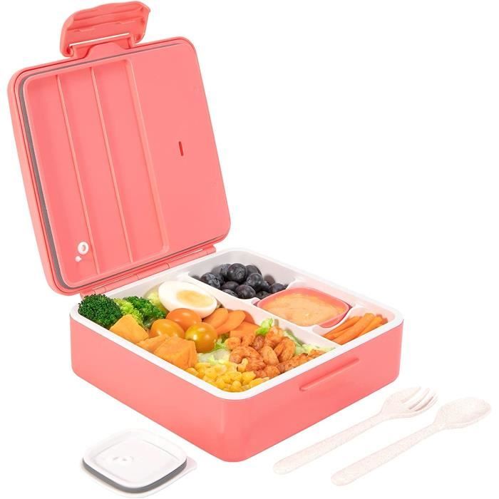 Bento Box,1300 ml Bento Lunch Box avec 4 compartiments antifuite pour enfants et adultes avec