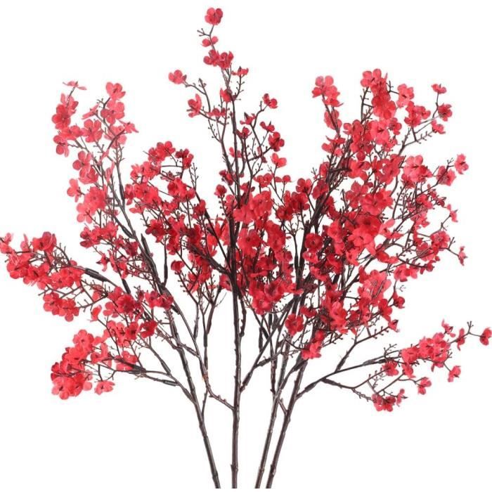 4pcs Gypsophile Artificielles Fleurs Bouquet Plante Artificielle Rouge  Décoration Mariage Maison Fête Composition Florale[34] - Cdiscount Maison