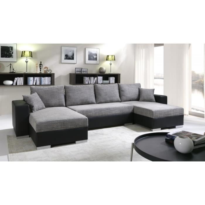 Grand Canape Panoramique Reversible Enno Gris Et Noir Achat