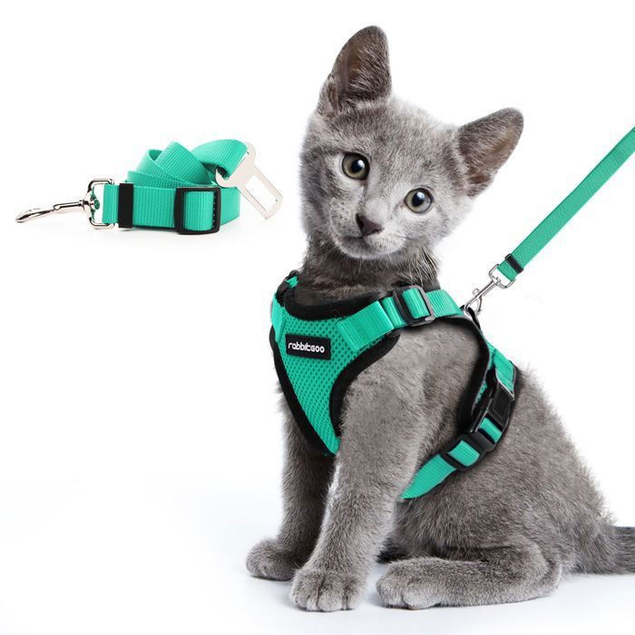 Meilleurs prix pour Rabbitgoo Harnais Chat Harnais pour Chat Laisse Harnais Chat Vert XS Réglable Respirant avec Laisse à double usage pour voiture