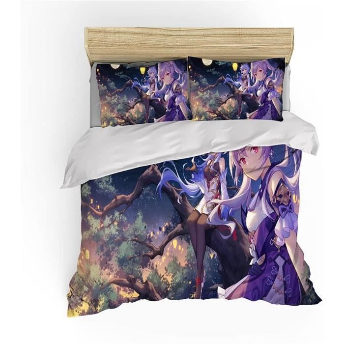 Housse De Couette 3D Genshin Impact AYZOFCNDK – Microfibre Douce – Parure 3 Pièces (housse + Taies) – Tailles Simple à King – Lavable Machine
