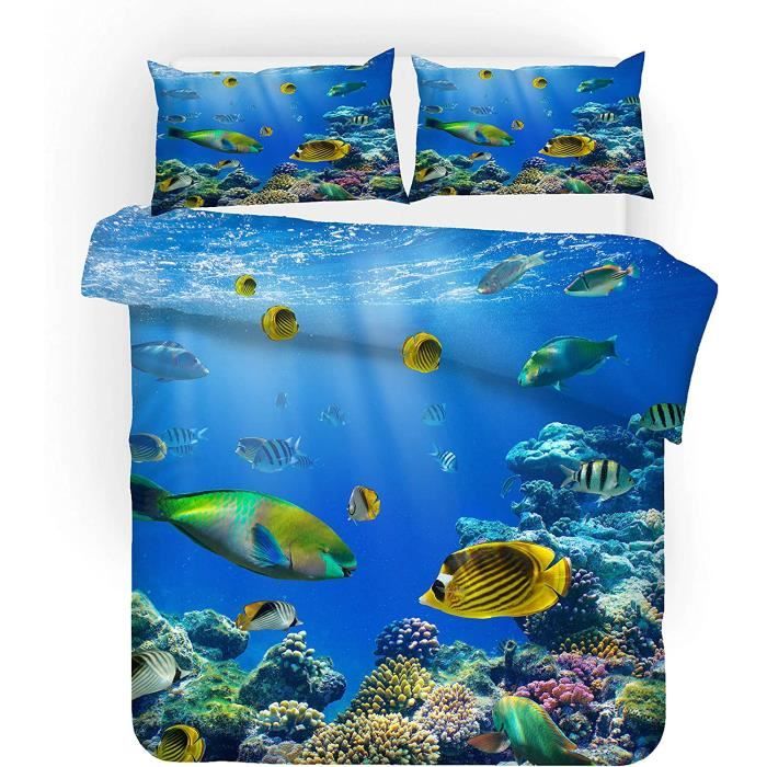 Housse De Couette Monde sous Marin Parure De Lit La Vie Marine Poisson