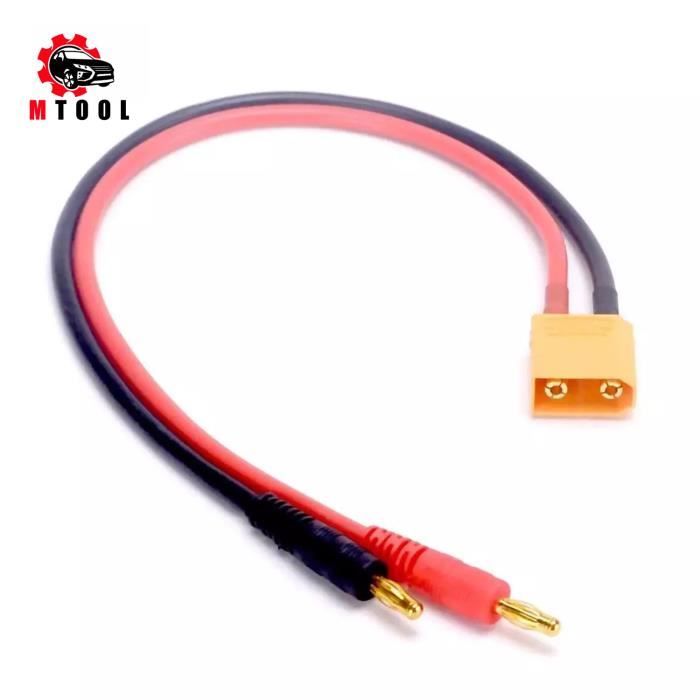 Lot De 2 Câbles TRX Vers Banane 4mm – 14AWG, Silicone, 30 Cm – Pour Chargeur Et Batterie Lipo RC