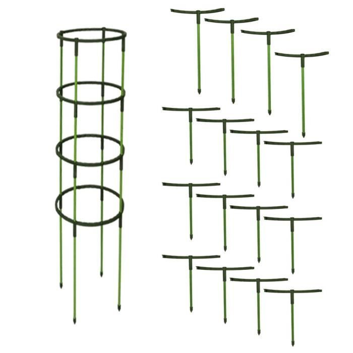 4pcs Support Plantes Anneau Demi-Cercle 25x60cm Avec 20 Attaches - Cage Métal Pour Tomates, Pivoines, Roses