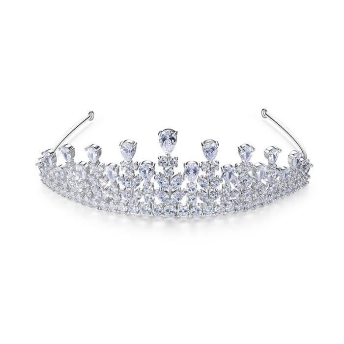 Kapokr Diadème De Mariage Argent Cristal Diamant Pour Femme - Couronne Princesse 14x3.5cm