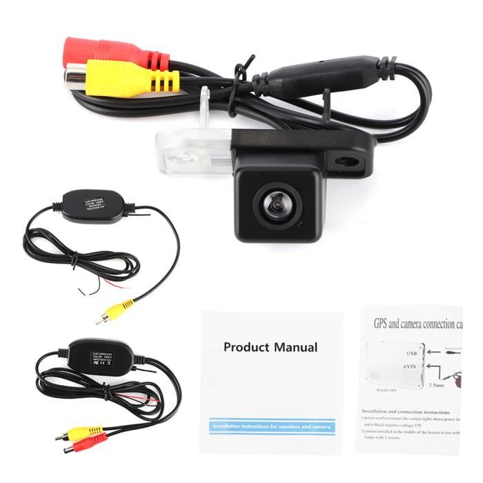Caméra de recul de voiture, caméra de recul de voiture Caméra de recul Émetteur-récepteur sans fil Moniteur vidéo CCD Caméra
