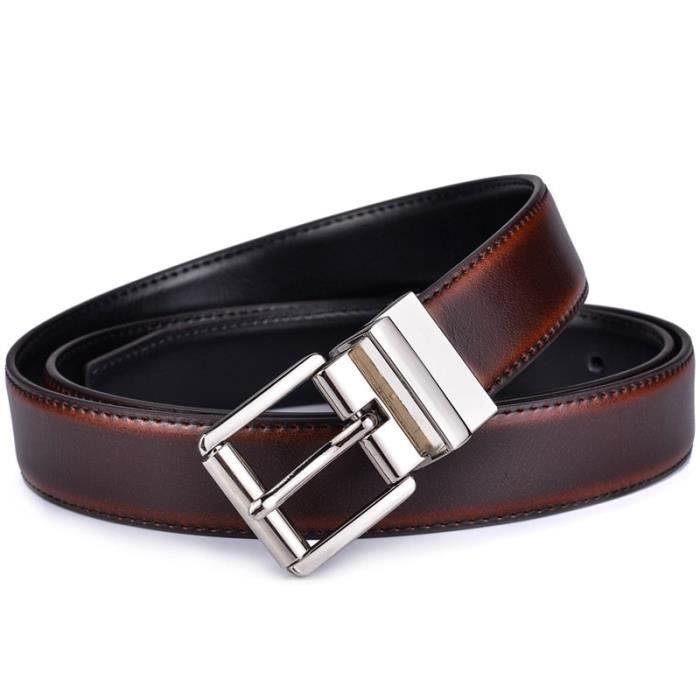 Ceinture Réversible Homme Sunya Cuir 33mm Brun Noir - Boucle Pivotante Élégante