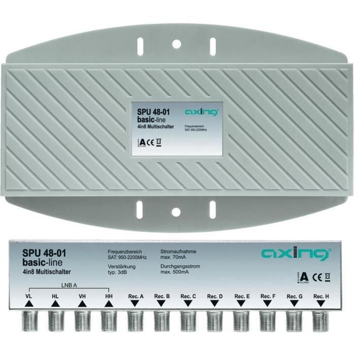Goobay 64880 Commutateur Multiple Satellite 9 Entrées 8 Sorties 4K 8K UHD - Pour 8 Participants