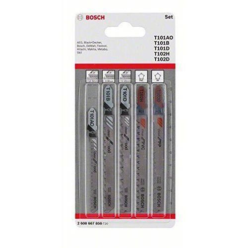 Bosch Set de 5 Lames de Scie Sauteuse pour Bois et Plastiques