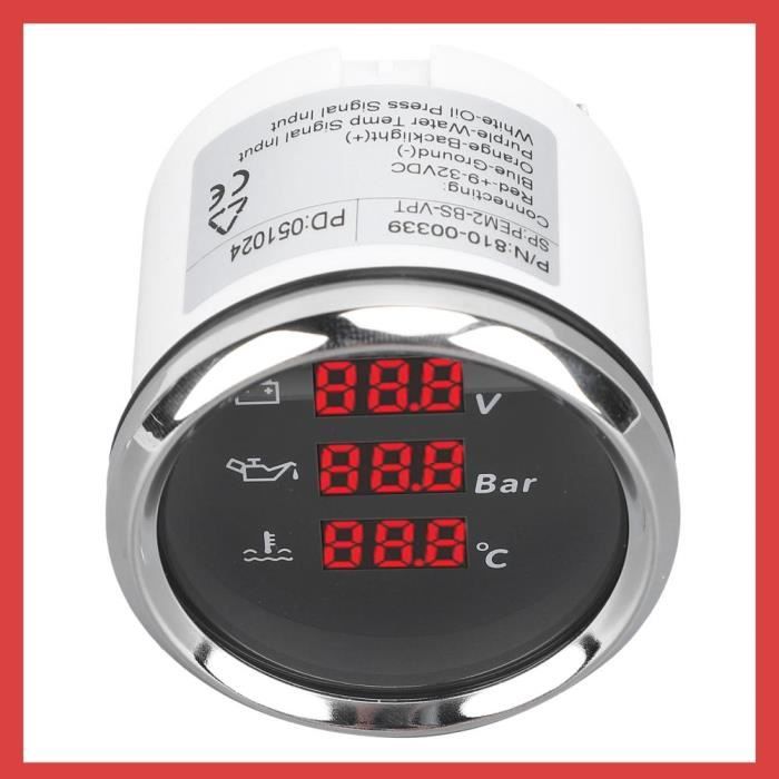 Testeur 3-en-1 Voiture : Voltmètre, Thermomètre, Chargeur USB – Prise Allume-cigare 12-24V – Affichage LED Bleu/rouge – Pour Auto, SUV, Camion