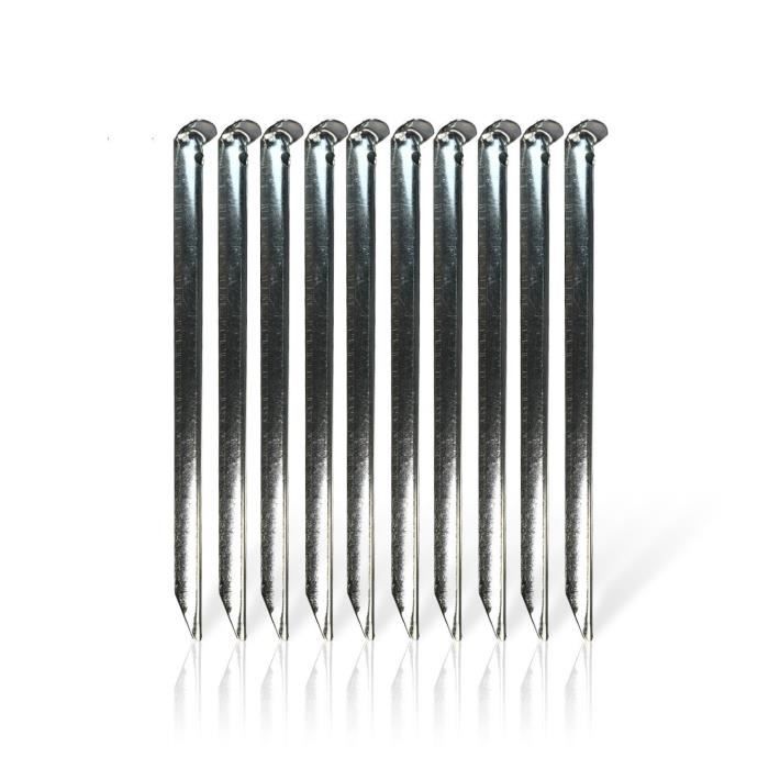 Lot De 10 Piquets De Tente En Fer - 21 Cm, Filetés, Poignée En T - Pour Camping, Jardin, Bâches