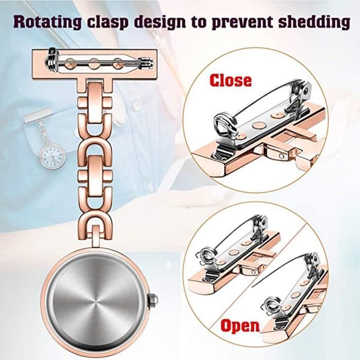 Iplusmile Montre D'infirmière à Quartz - Montre Gousset D'infirmière - Montre D'infirmière à Clip - Montre D'infirmière à Clipser Pour Médecins Infirmiers, Argent, Minimaliste