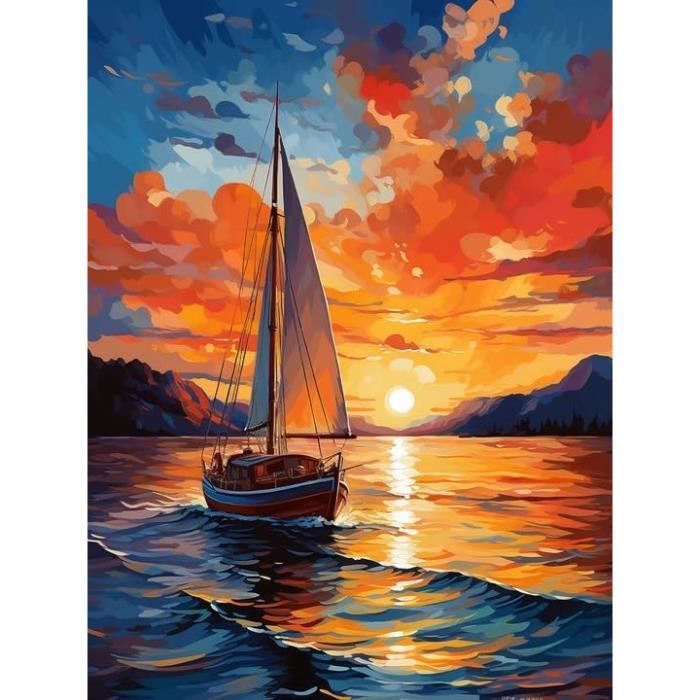 Diy 5D Diamond Painting Kit Complet Paysage Coloré Abstrait,Diamond Painting Grand Format Pour