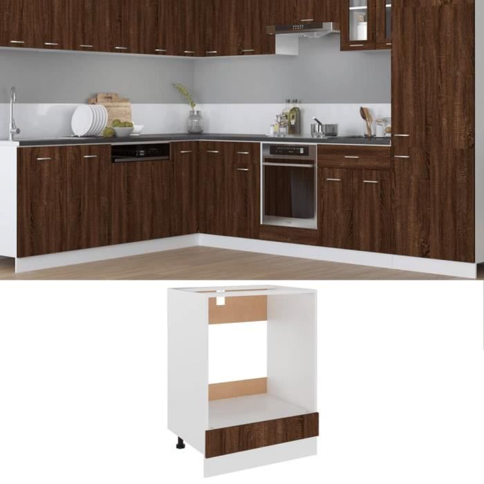 Armoire à Four Lyon Noir 60x46x81,5 Cm - Meuble De Cuisine En Bois D'Ingénierie, Avec Étagère, à Monter - 9