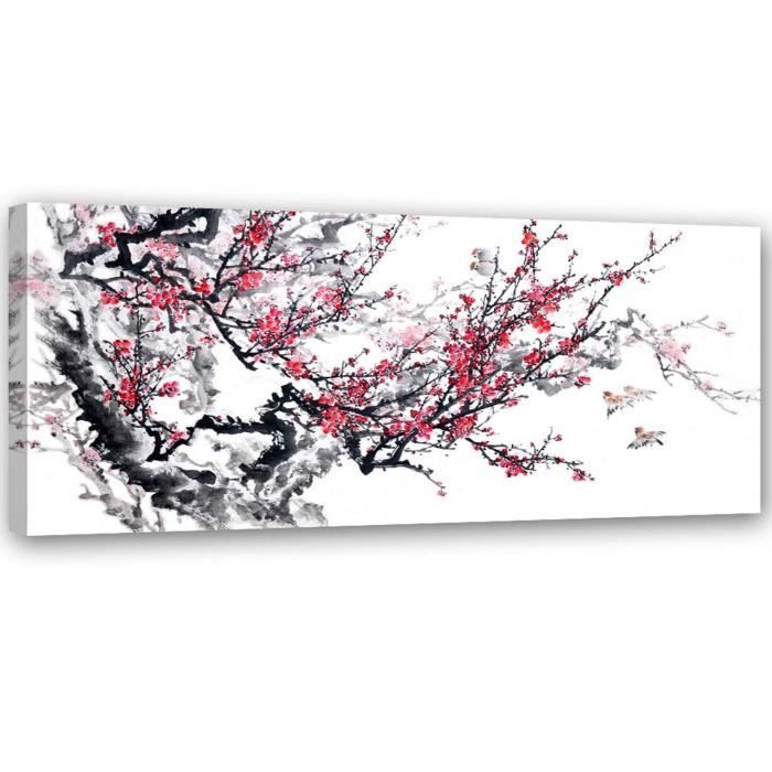 Tableau sur toile, Fleurs de cerisier japonais (P-1514) 120x40 cm -  Cdiscount Maison