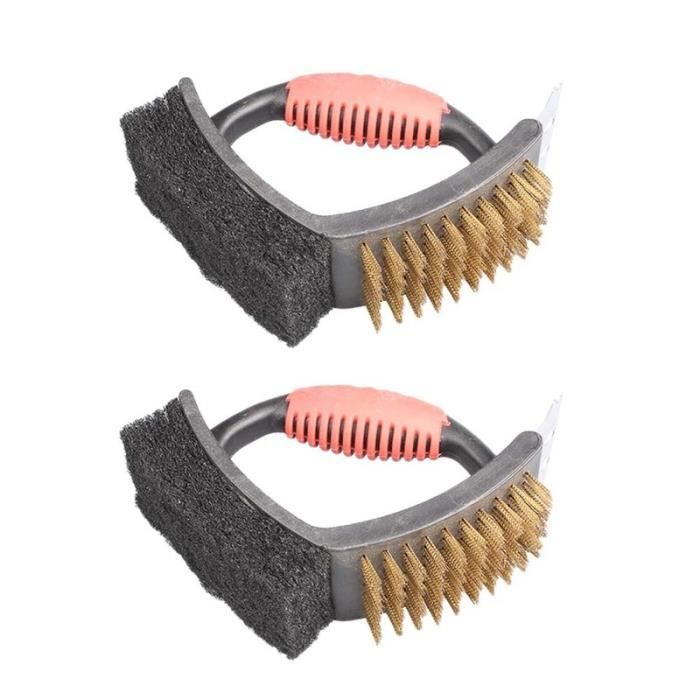 2 Pcs BBQ Cleaning Brushes 3in1 Copper Wire Brushes Multifunctional