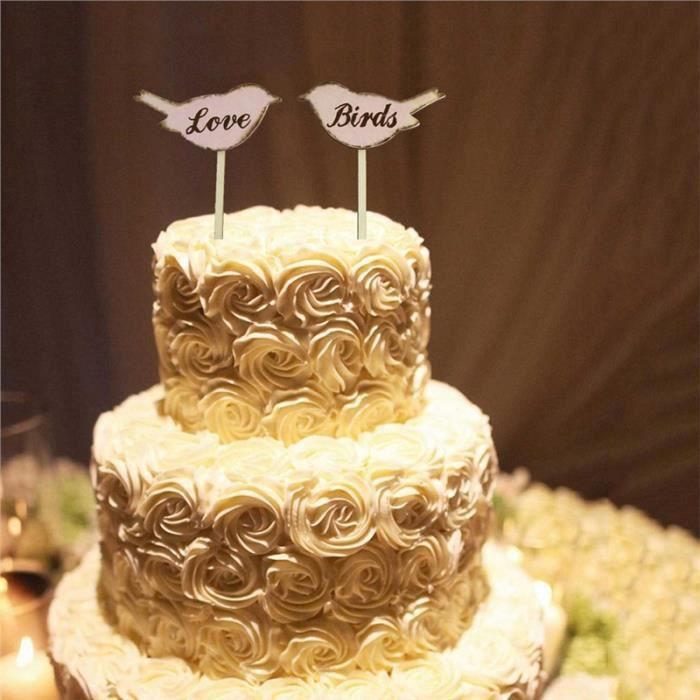 2pcs Decor Gateau Plaque En Bois Pour Mariage Fiancaille Achat