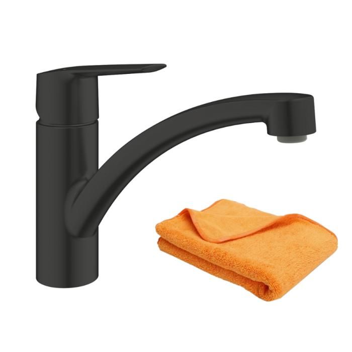 Grohe Robinet de cuisine Start noir mat + microfibre