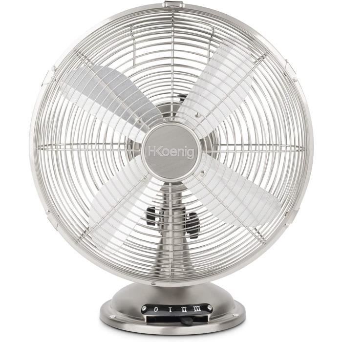 Ventilateur de table - H.Koenig - JOE48 - Silencieux - Design métal - 3 vitesses - H Koenig