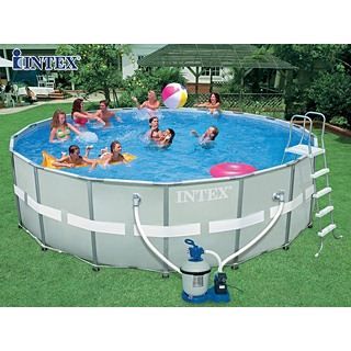 Piscine Intex ULTRA FRAME Ø 5.49x1.32m filtration sable - Cdiscount Jardin